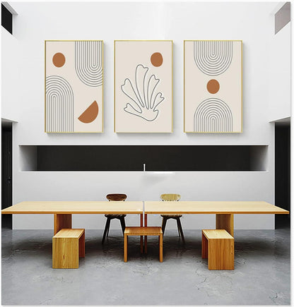 Moderne Abstrakte Leinwand Bilder Wohnzimmer Set 3-teilig Geometrie