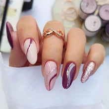 24er Set Stiletto Acrylnägel Kunstnägel mit Glitzer