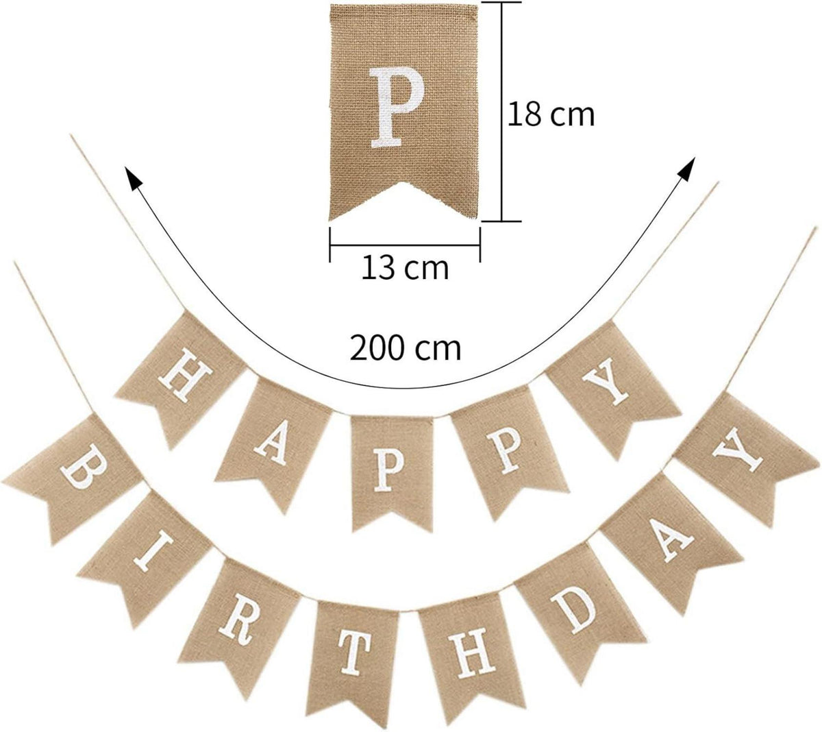 Happy Birthday Girlande Banner Vintage Leinen Deko