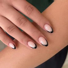 24 Stück Oval Nägel Schwarz Nude Künstliche Fingernägel Press on Nails