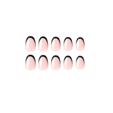 24 Stück Künstliche Nägel Oval Schwarz Nude Acryl Press on