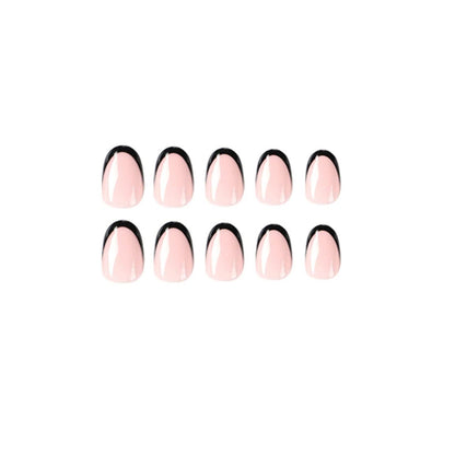 24 Stück Künstliche Nägel Oval Schwarz Nude Acryl Press on