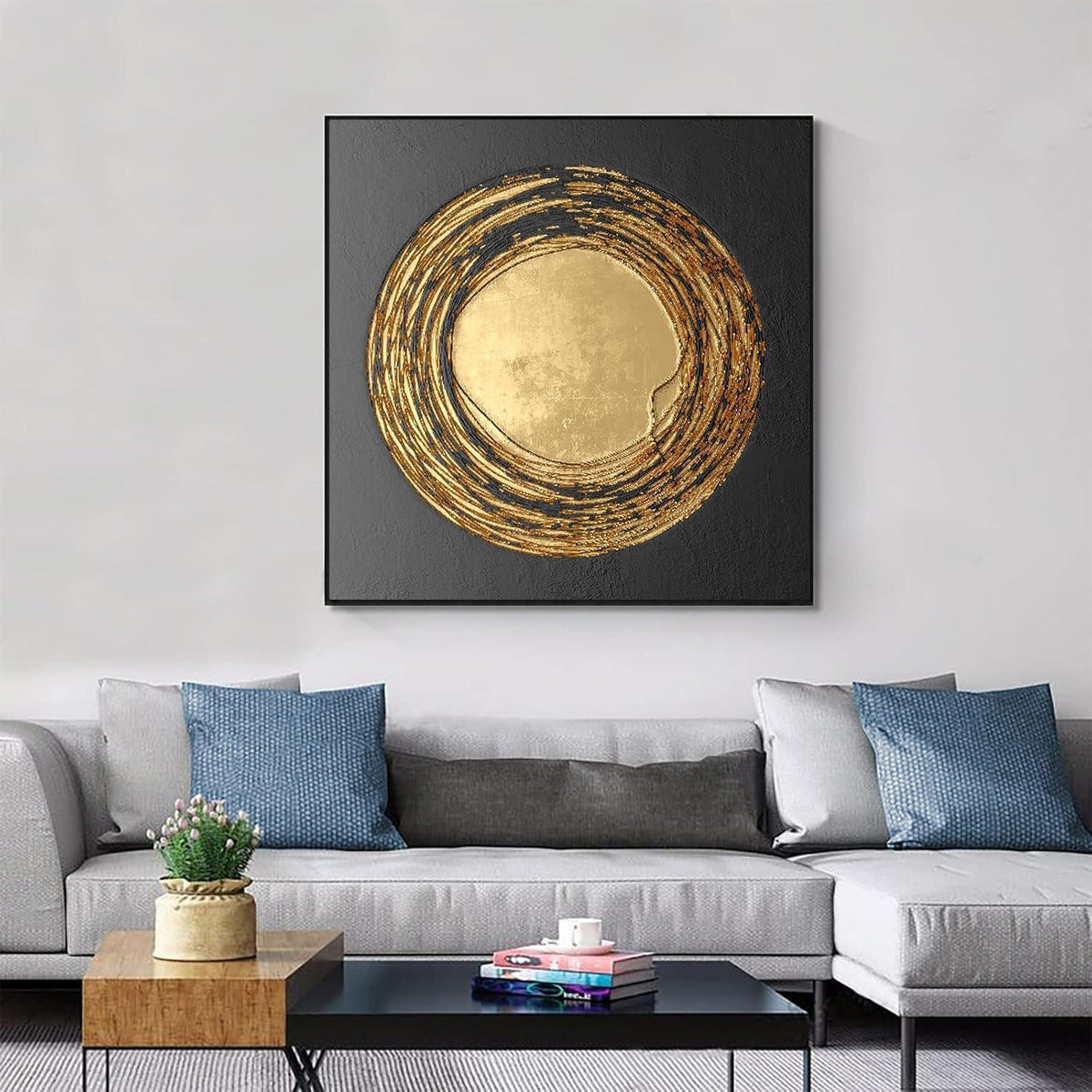 Abstrakte Leinwandbilder Gold 4er Set 20x20cm