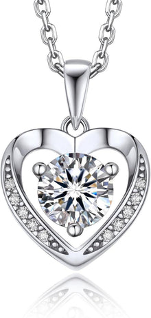 MomentsWish Moissanite Herz Halskette Silber 925 mit Anhänger