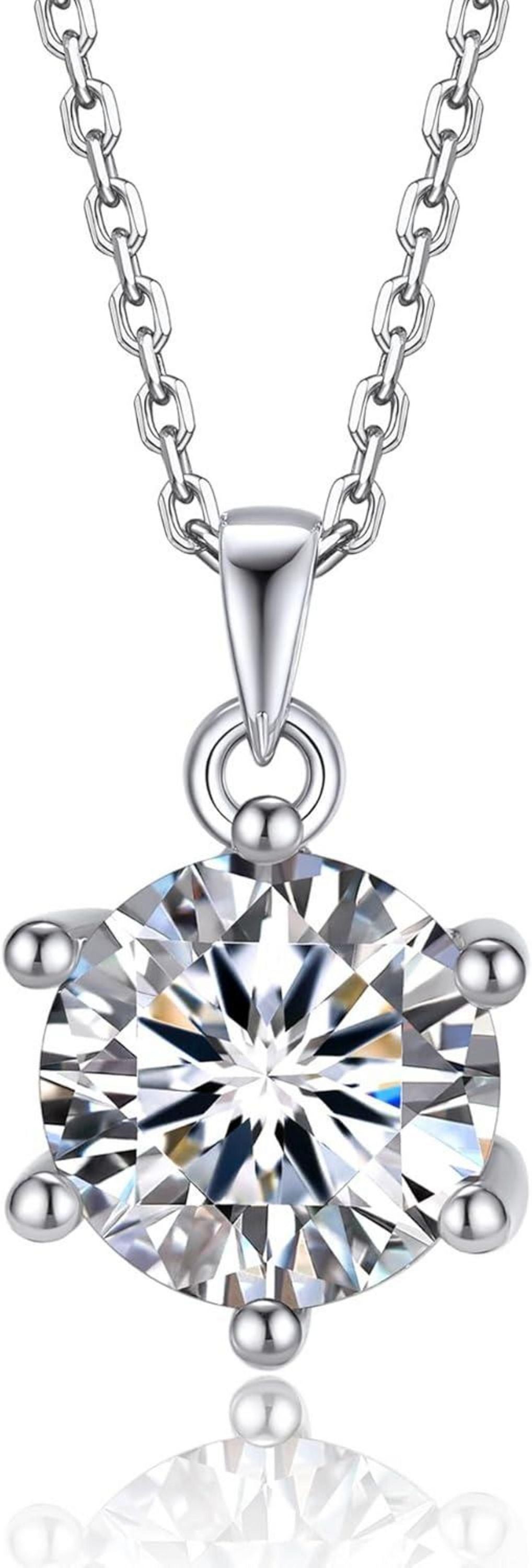 Moissanite Herzanhänger Kette 925 Silber 1/2 Karat Damen Solitär