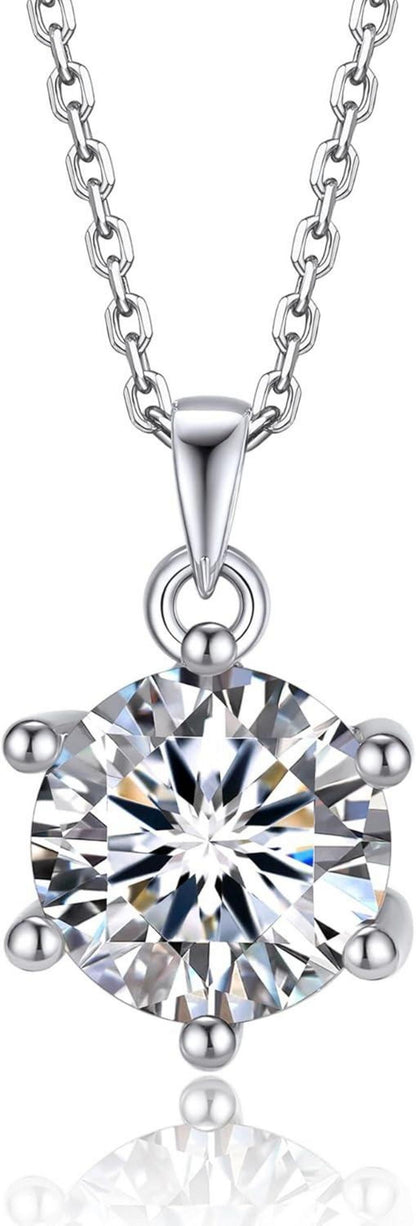 Moissanite Herzanhänger Kette 925 Silber 1/2 Karat Damen Solitär