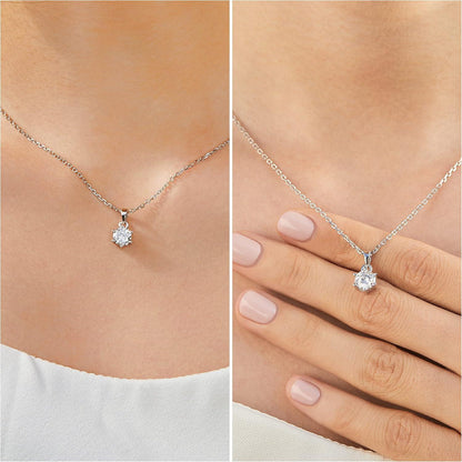 Moissanite Halskette Damen Silber 925 Solitär Anhänger