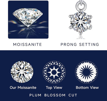 Moissanite Herzanhänger Kette 925 Silber 1/2 Karat Damen Solitär