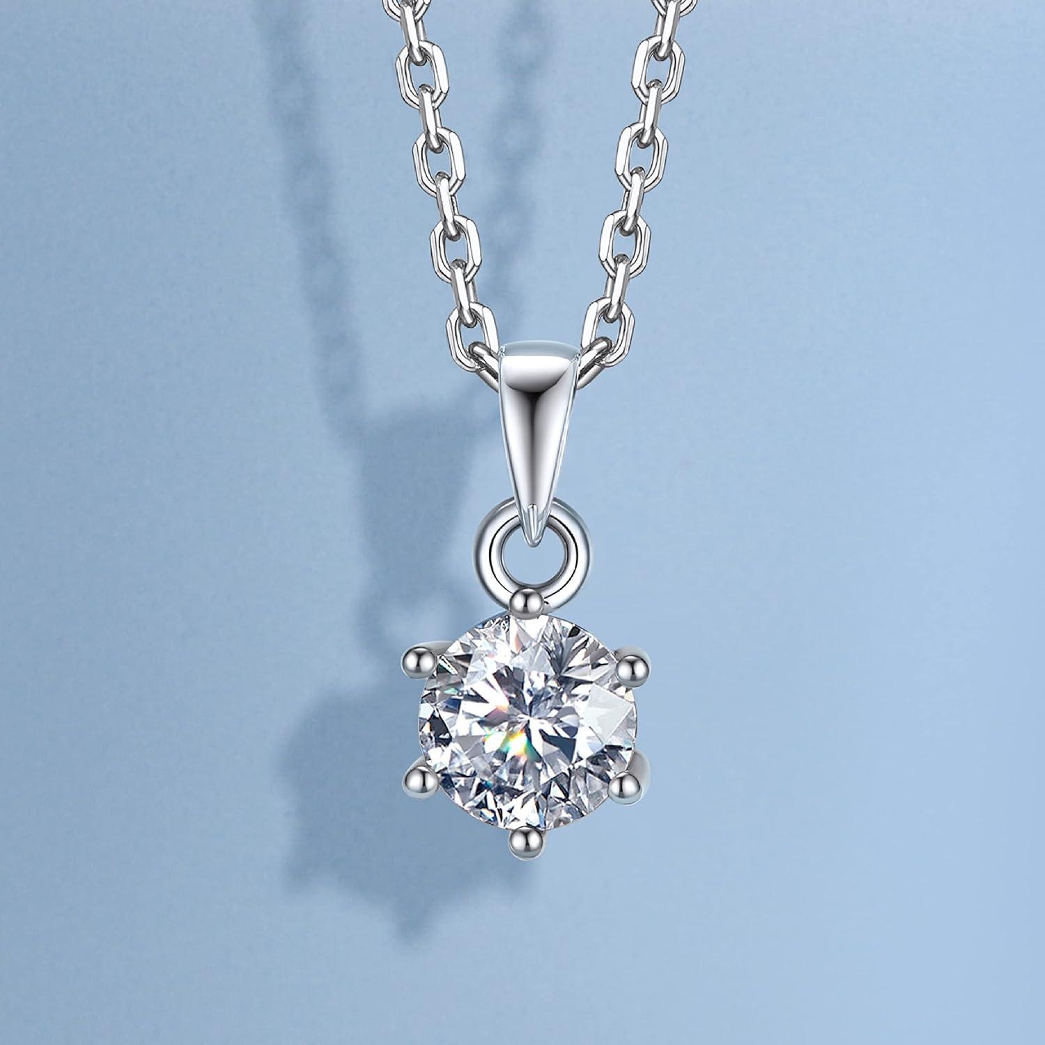 Moissanite Halskette Damen 925 Silber 1/2 Karat Diamant Solitär Anhänger Valentinstag Gift