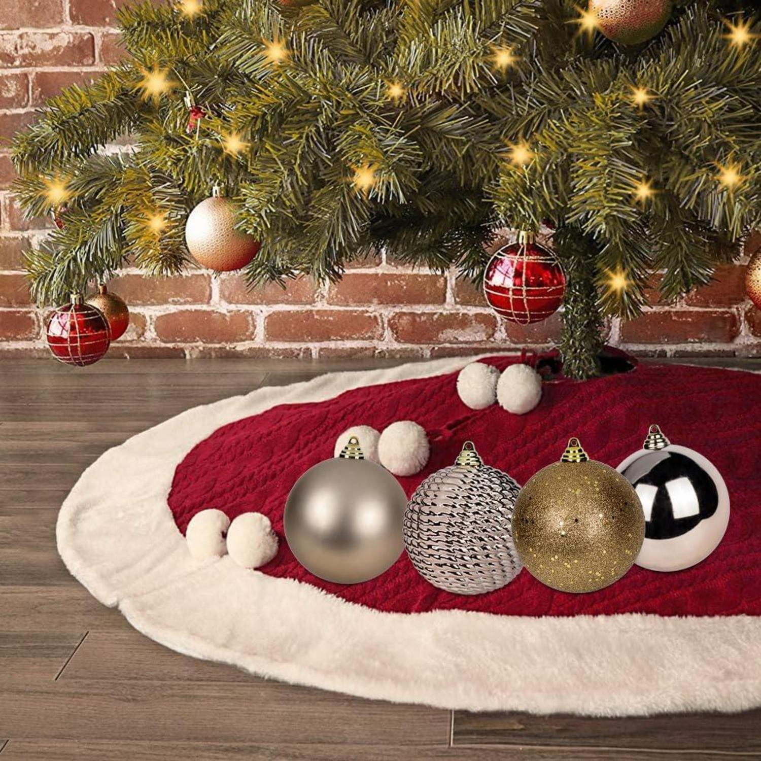 12CM Weihnachtskugeln Bruchsichere Christbaumkugeln 4er Set Braune Kugeln