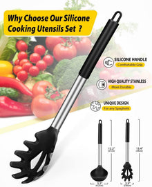 Silikon Pasta Gabel Pfanne Löffel Set Antihaft Schwarz