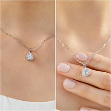Silberkette Damen 925 mit Moissanite Anhänger 1 Karat Halo