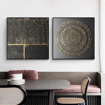 Abstrakte Leinwandbilder Wohnzimmer Set Gold Nordisches