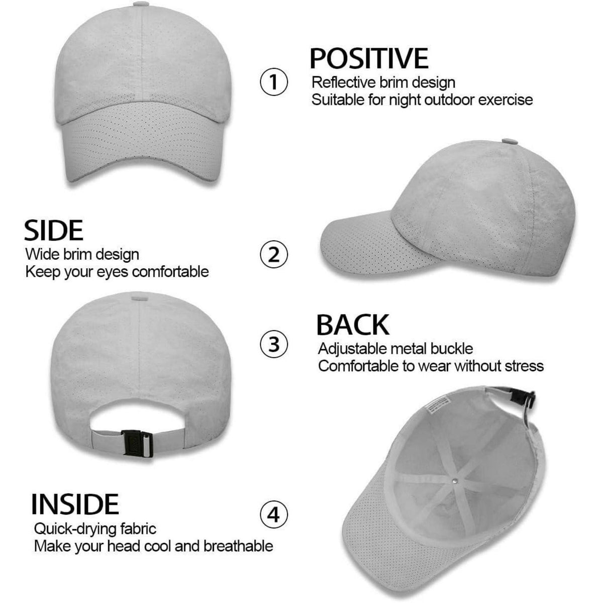 Herren Baseball Cap atmungsaktiv & schnelltrocknend Grau