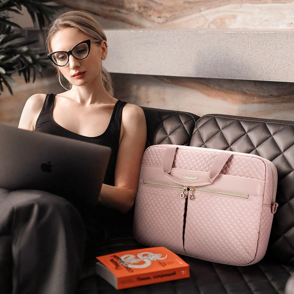Laptoptasche 15,6-Zoll Aktentasche wasserabweisend groß Pink robust
