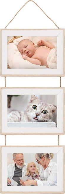 Bilderrahmen Set 3 Fotos 10x15cm mit Glas Wandbehang Holzfarbe