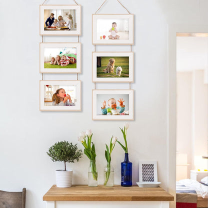 Bilderrahmen Set 3 Fotos 10x15cm mit Glas Wandbehang Holzfarbe