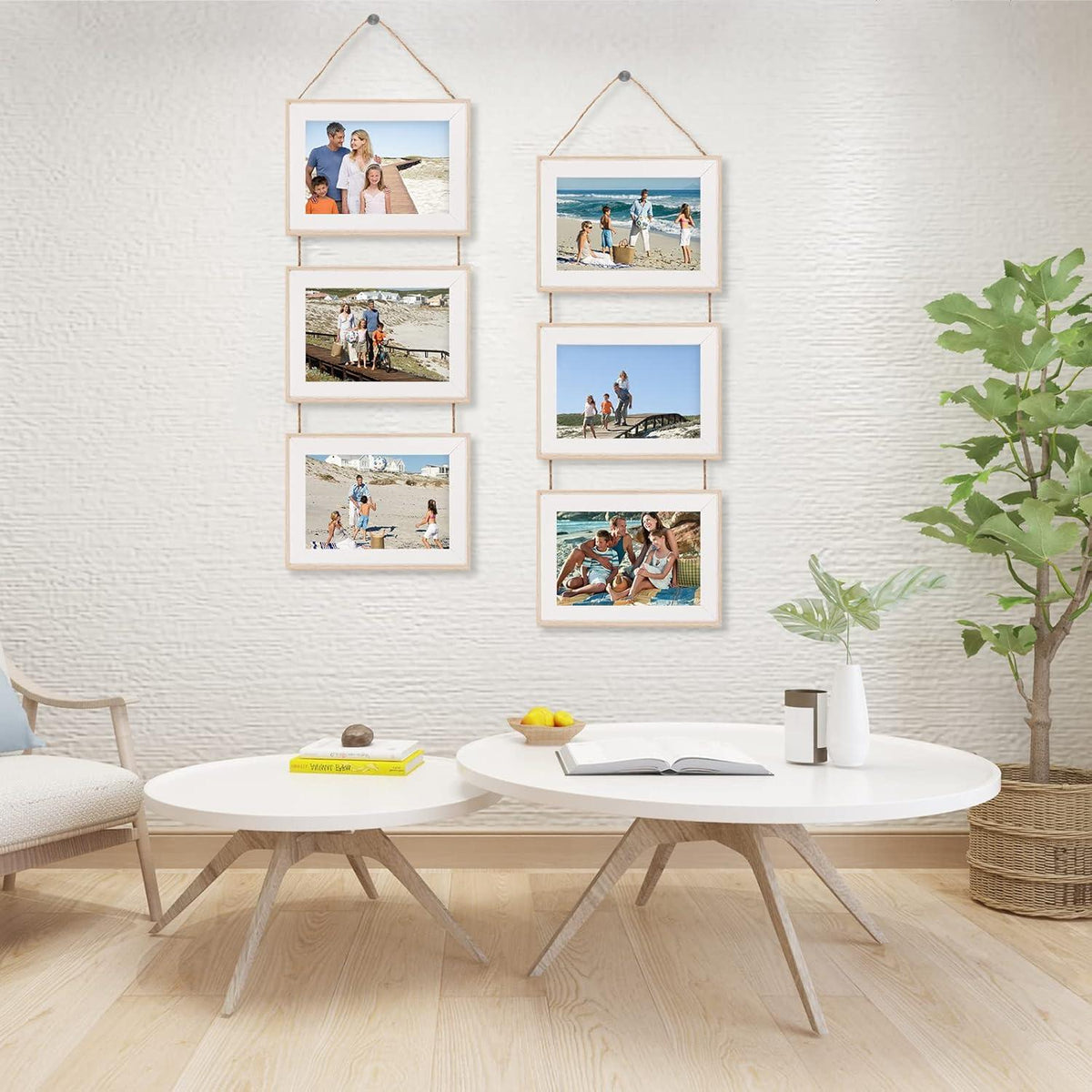 Bilderrahmen Set 10x15 cm 3 Fotos Holzfarbe mit Glas Wandbehang