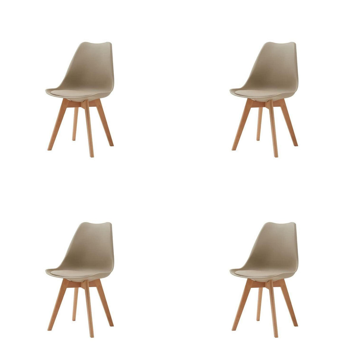 6 Esszimmerstühle Skandinavisch, Holz, Khaki in Lederoptik