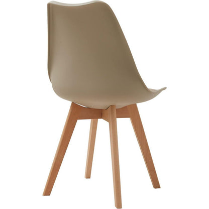 6 Esszimmerstühle Skandinavisch, Holz, Khaki in Lederoptik