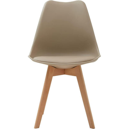 6 Esszimmerstühle Skandinavisch, Holz, Khaki in Lederoptik