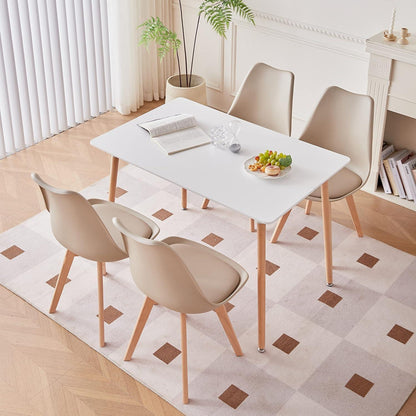 8 Esszimmerstühle Skandinavisch, Khaki & Beige, Sitz in Lederoptik