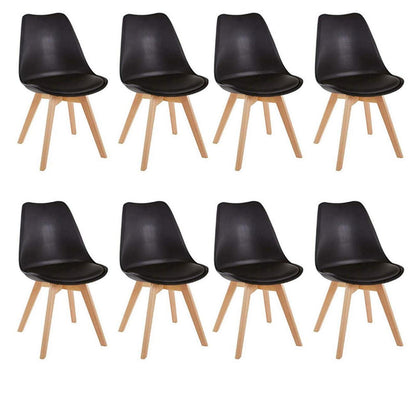 8 Esszimmerstühle Skandinavisch Schwarz | & Massivholz in Lederoptik