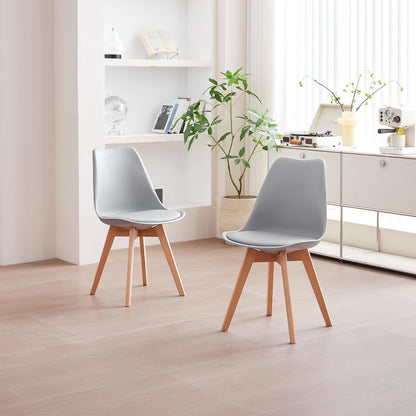 Skandinavische Esszimmerstühle 2er Set Grau, Holz in Lederoptik