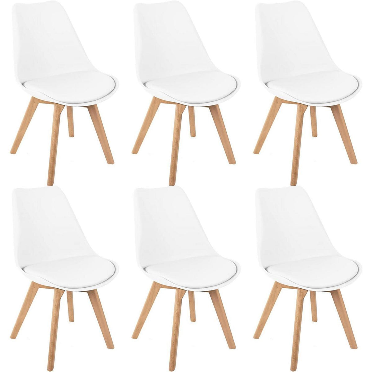 6 Esszimmerstühle Weiß – Skandinavische Designstühle in Lederoptik