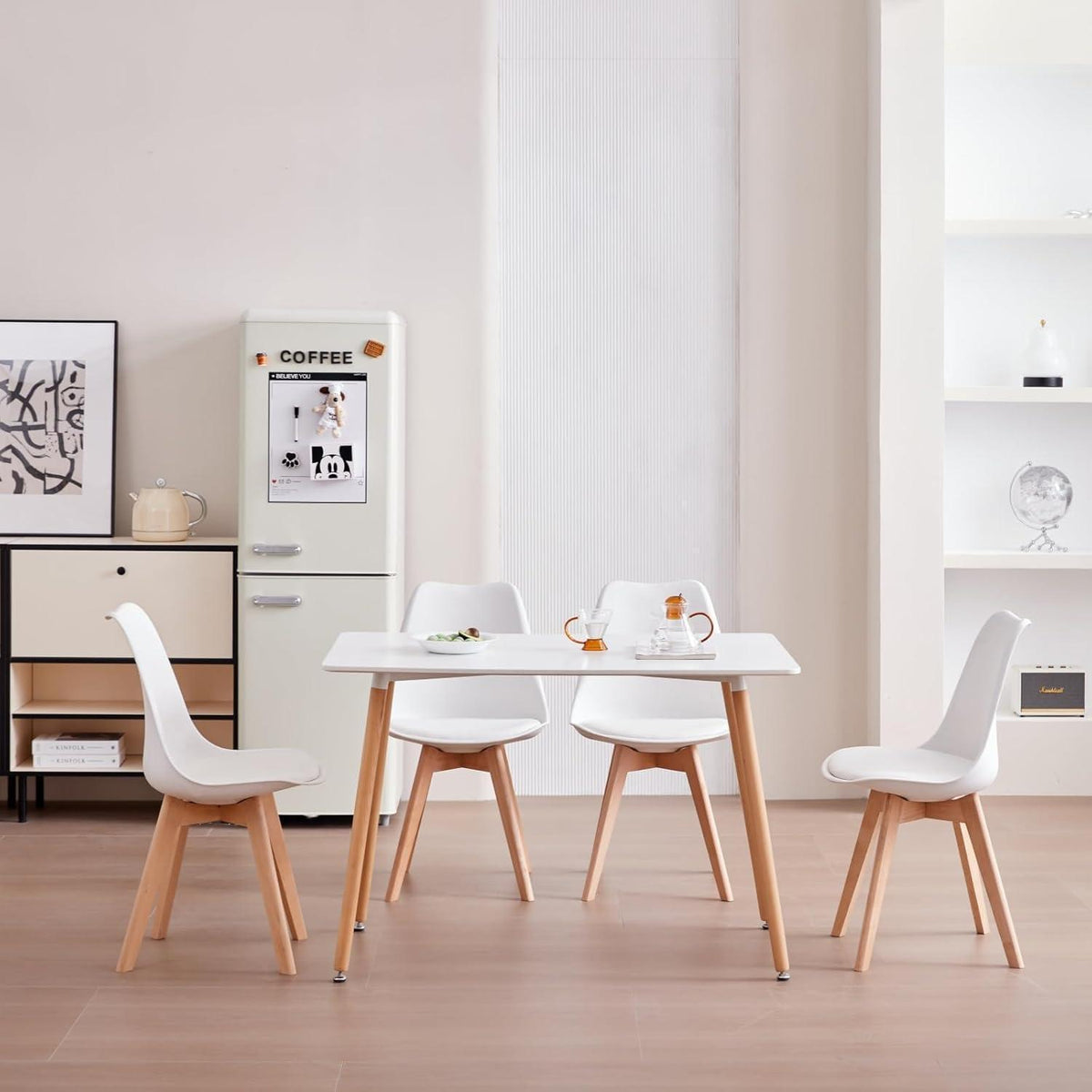 6 Esszimmerstühle Weiß – Skandinavische Designstühle in Lederoptik