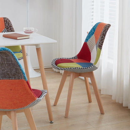 Patchwork Esszimmerstühle Set (Rot) mit Sitzkissen