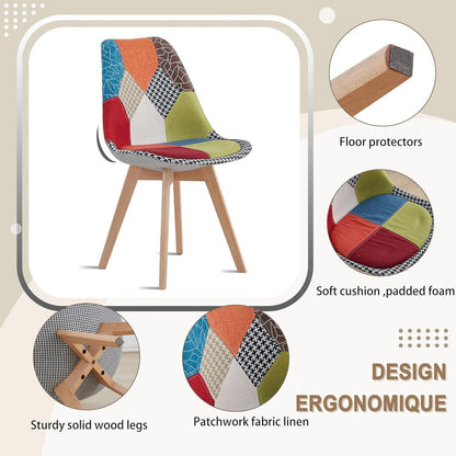 Patchwork Esszimmerstühle Set (Rot) mit Sitzkissen