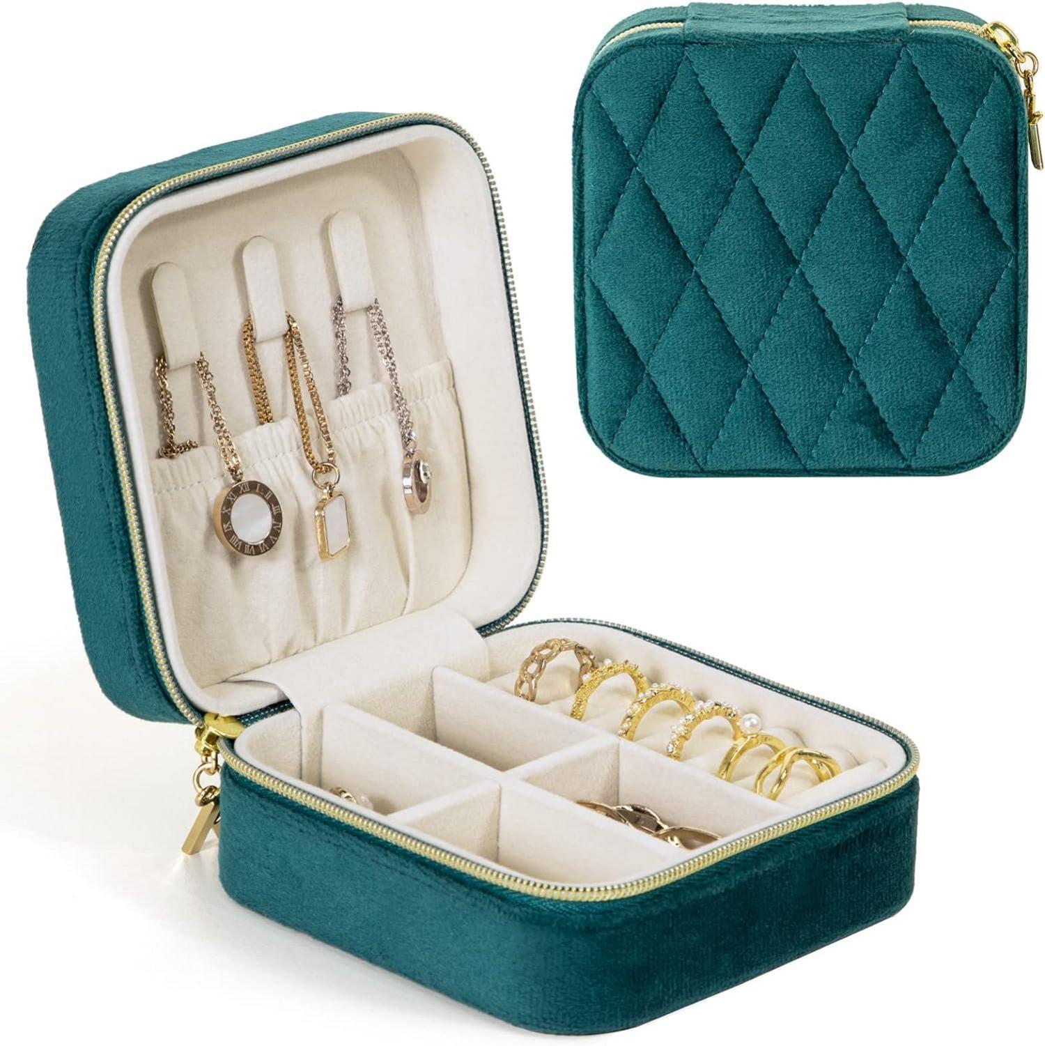 Kleine Schmuckkästchen für Damen Plüsch Samt Reise-Schmuckbox