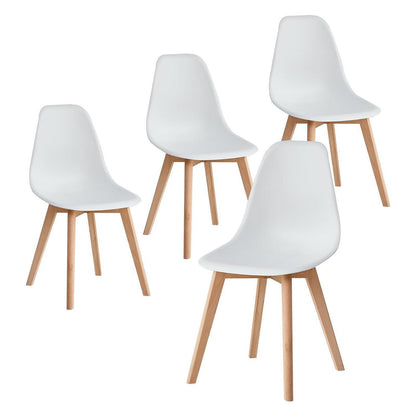 Weißes Esszimmerstuhls Set (4er-Set) mit Buchenholzbeinen