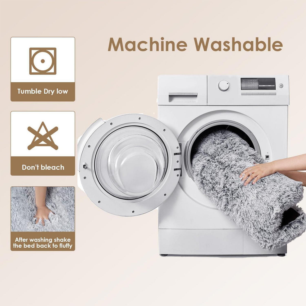 Flauschiges Hundebett XL Grau – Waschbar & Rutschfest
