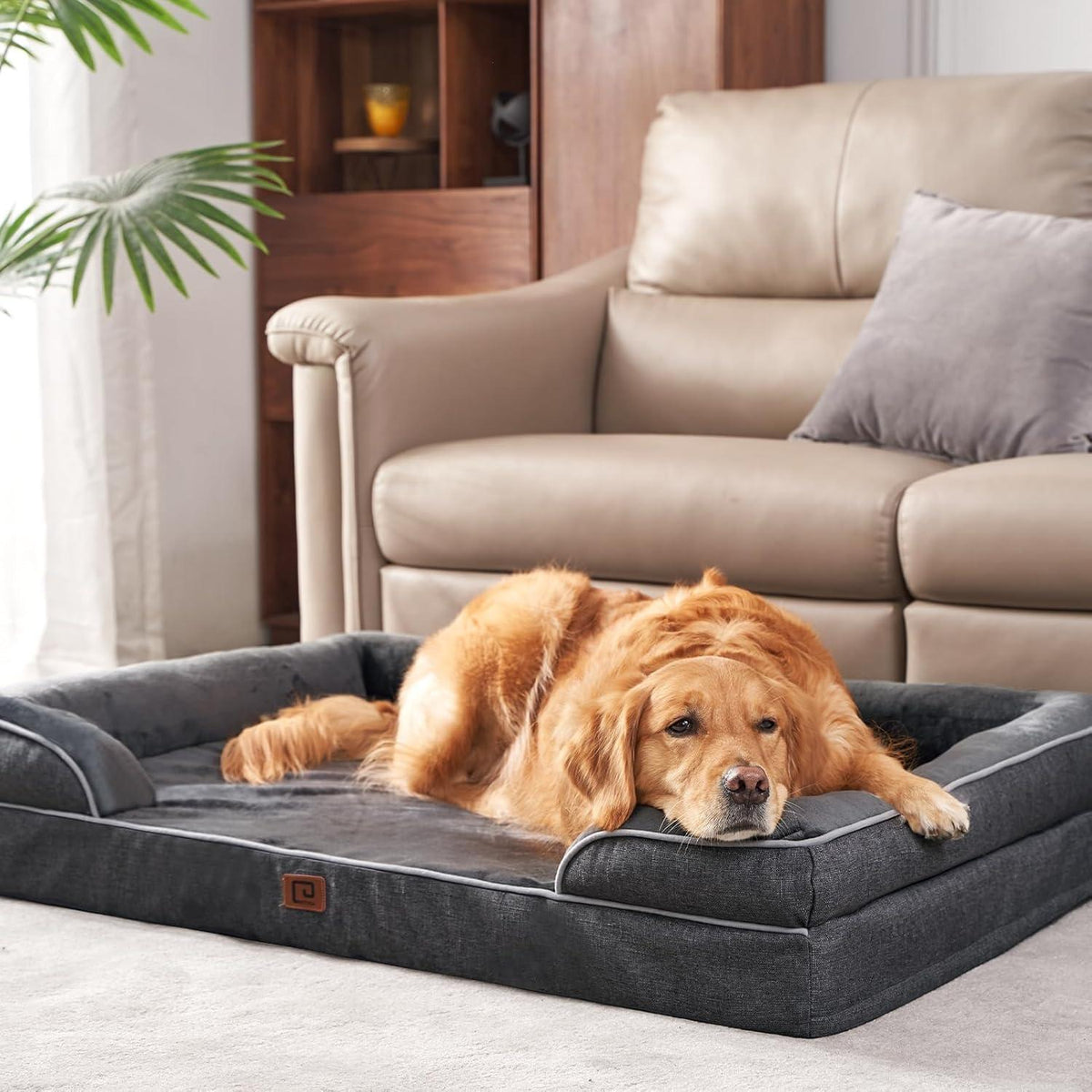 Orthopädisches Hundebett XL mit Memory Foam, Dunkelgrau