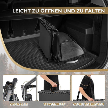 Campingliege 5-Stufig verstellbar klappbar mit Kopfkissen Schwarz