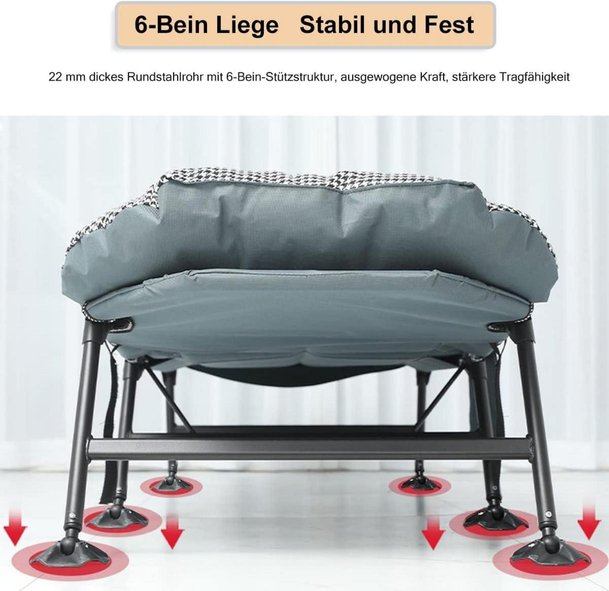 Sonnenliege Gartenliege Klappbar mit Auflage Liegestuhl Feldbett 190x67cm