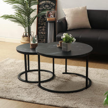 Runder Couchtisch Set aus Holz und Metall für Wohnzimmer