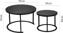Couchtisch Rund 2er Set Beistelltisch Holz Metallgestell