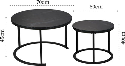 Couchtisch Rund 2er Set Beistelltisch Holz Metallgestell