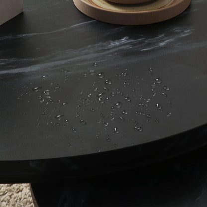 Couchtisch Rund Satztisch 2er Set Modern Holz Metallgestell Schwarz