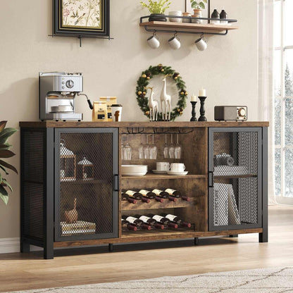 Industrieller Barschrank mit Weinkühler & Stauraum 140cm