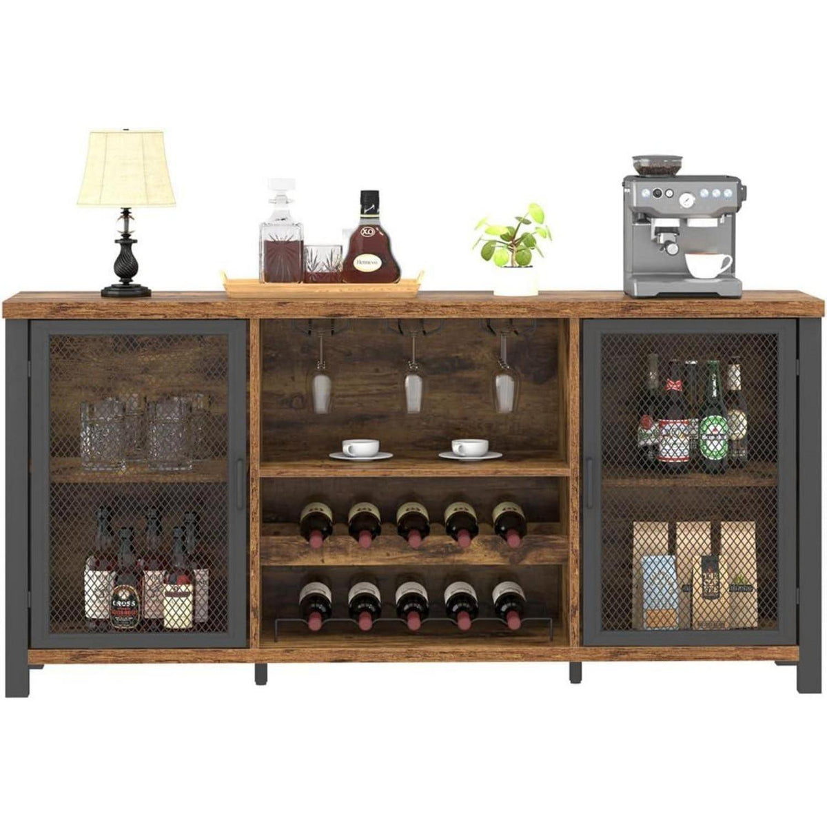 Industrieller Barschrank mit Weinkühler & Stauraum 140cm