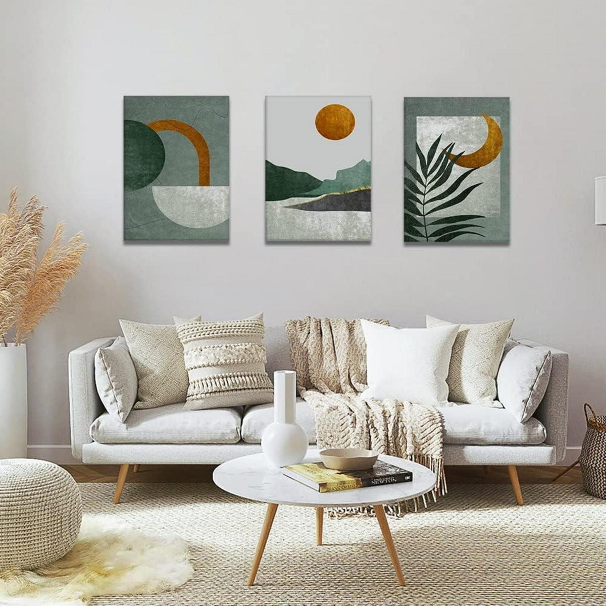Artscope 3-teilige Zen Leinwandbilder Sonne Mond Teekanne