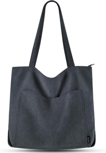 Handtasche Damen Tote Bag Shopper Cord Grau