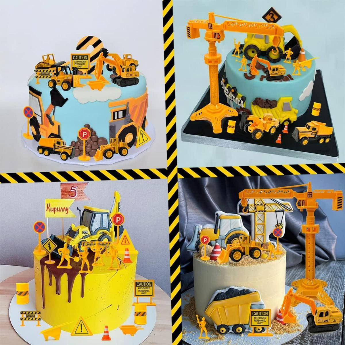 Baustellenfahrzeug Tortendeko Set 27 Stück Kuchen Deko Kinder 2-5 Jahre