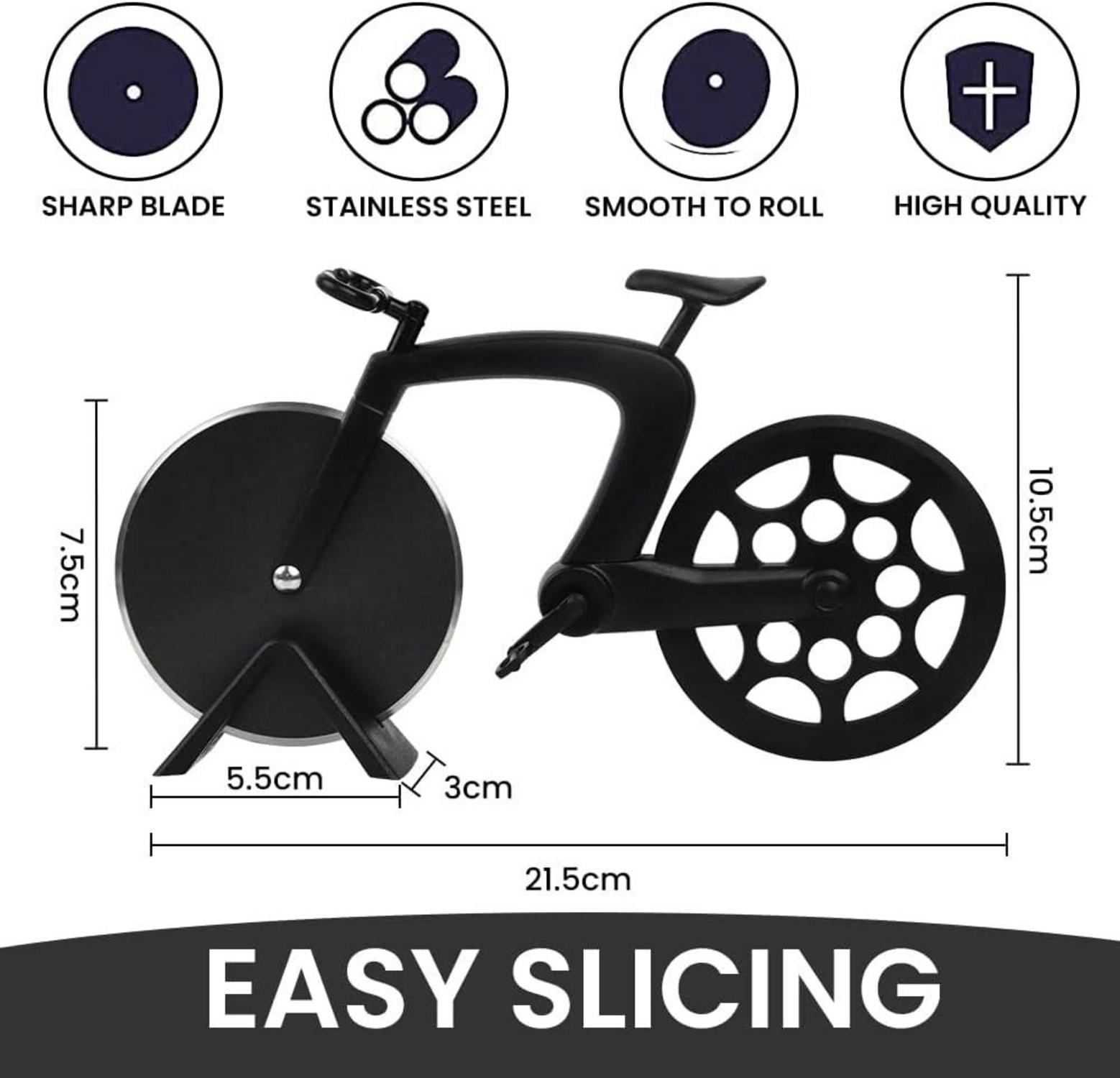 Fahrrad Pizzaschneider aus Edelstahl, Antihaft Pizza Cutter