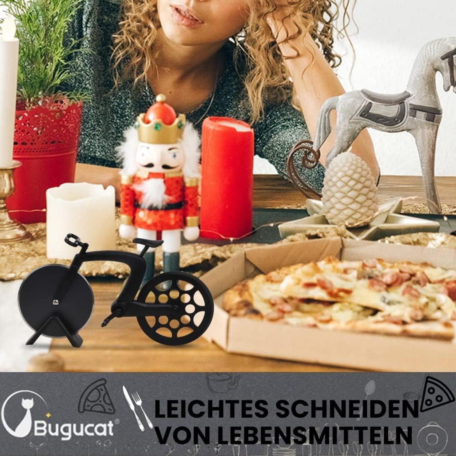 Fahrrad Pizzaschneider Pizza Cutter Antihaft Edelstahl Schwarz