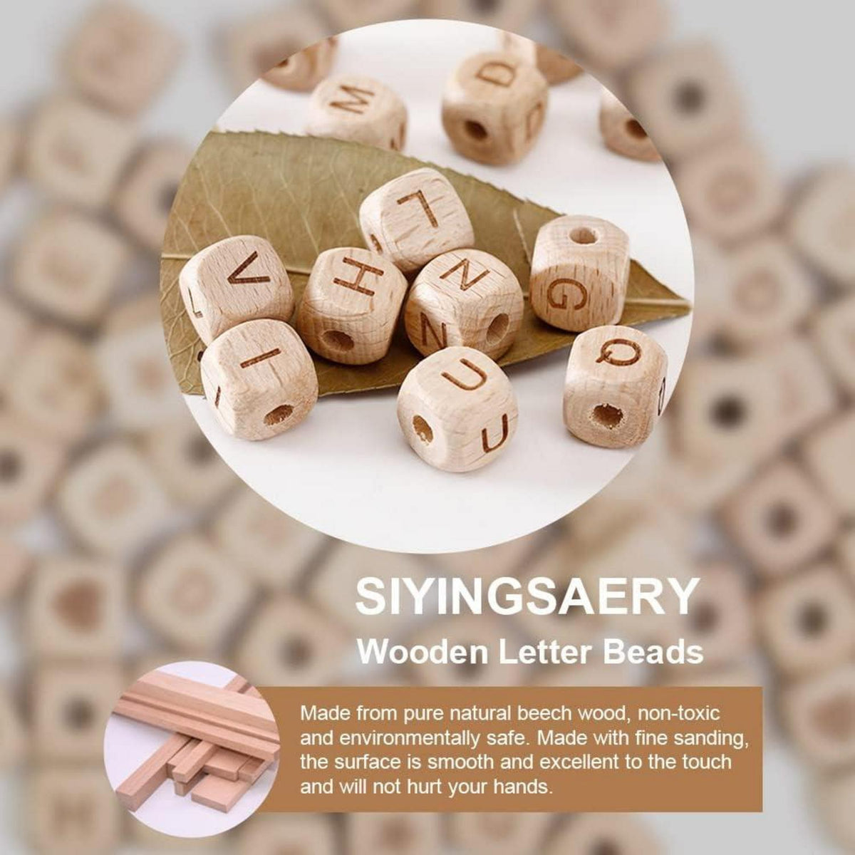 Holzperlen Buchstaben Alphabet DIY Armband Schmuck